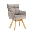 Set de 2 scaune pivotante lemn de fag, catifea raiata greige BIG GEORGE