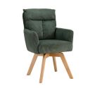 Set de 2 scaune pivotante lemn de fag, catifea raiata verde BIG GEORGE