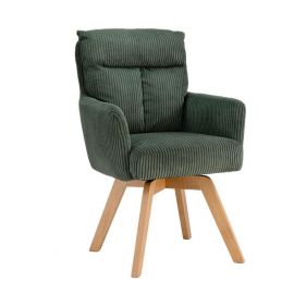 Seturi scaune, HoReCa - Set de 2 scaune pivotante lemn de fag, catifea raiata verde BIG GEORGE