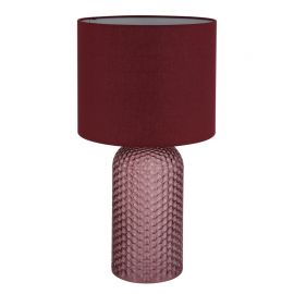 Lampa de masa cu baza din sticla abajur textil SOFIA rosu