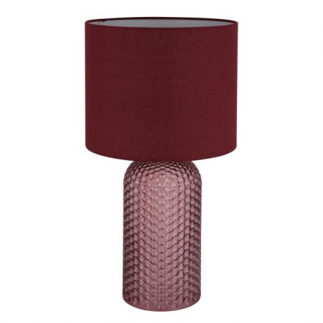 Veioze - Lampa de masa cu baza din sticla abajur textil SOFIA rosu
