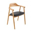 Scaun retro VALHALLA WOOD lemn stejar/ piele sintetica neagra