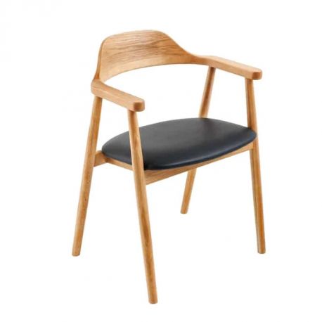 Scaune - Scaun retro VALHALLA WOOD lemn stejar/ piele sintetica neagra