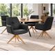 Scaune - Scaun pivotant lemn de stejar, piele naturala neagra ALMARA