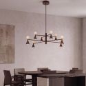 Lustra suspendata, metal negru, piatra travertin Mara