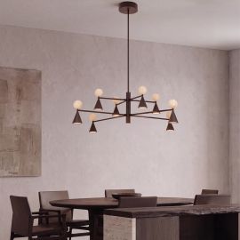 Candelabre, Lustre - Lustra suspendata, metal negru, piatra travertin Mara
