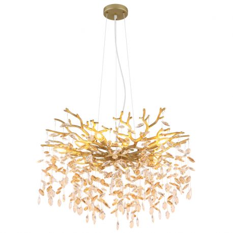 Pendule, Lustre suspendate - Lustra suspendata metal auriu mat, cristale de sticla QUEENA