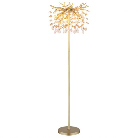 Lampadare - Lampa de podea metal auriu mat, cristale de sticla QUEENA