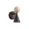 Aplica de perete LED metal negru, piatra travertin Mara