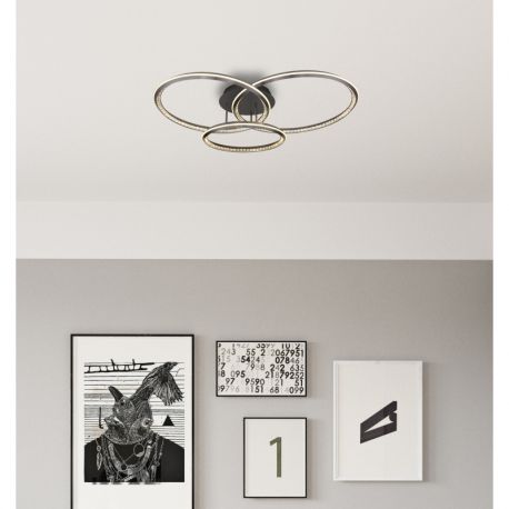 Plafoniere - Plafoniera LED cu telecomanda ALAINA gri mat/ cristale K9