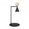 Lampa de masa LED metal negru, piatra travertin Mara