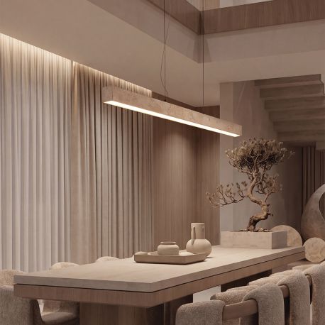 Pendule, Lustre suspendate - Lustra LED din travertin suspendata LITHO 120cm