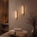 Aplica de perete din travertin si metal auriu LED VETRO