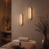 Aplica de perete din travertin si metal auriu LED VETRO