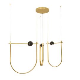 Pendule, Lustre suspendate - Lustra LED 81W metal alama periata, marmura neagra Arpa