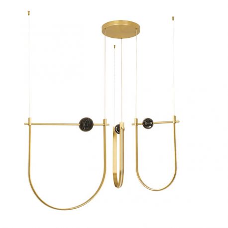 Pendule, Lustre suspendate - Lustra LED 81W metal alama periata, marmura neagra Arpa
