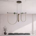 Lustra LED 81W metal negru, marmura verde Arpa