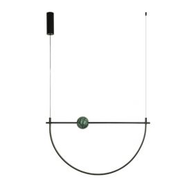 Pendule, Lustre suspendate - Lustra LED 32W metal negru, marmura verde Arpa