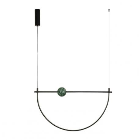 Pendule, Lustre suspendate - Lustra LED 32W metal negru, marmura verde Arpa