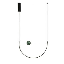 Pendule, Lustre suspendate - Lustra LED 16W metal negru, marmura verde Arpa