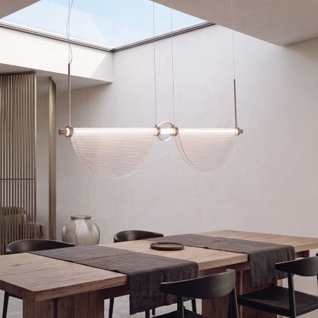 Pendule, Lustre suspendate - Lustra LED 26W metal alama periata, sticla transparenta VERSA