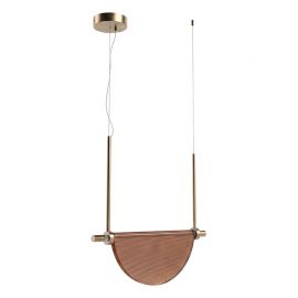 Pendule, Lustre suspendate - Lustra LED 9W metal alama periata, sticla maro VERSA