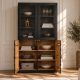 Vitrine - Vitrina design vintage GOLDEN SUNSET 180cm lemn negru/ auriu