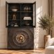 Vitrine - Vitrina design vintage GOLDEN SUNSET 180cm lemn negru/ auriu