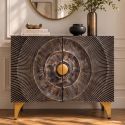 Comoda design vintage GOLDEN SUNSET 100cm lemn negru/ auriu