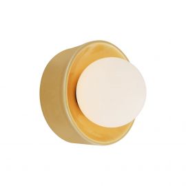 Aplica de perete din ceramica galben mustar si sticla Rainbow