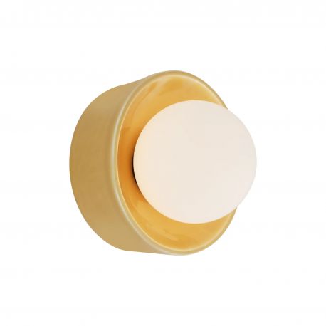 Aplice, corpuri de iluminat pentru pereti - Aplica de perete din ceramica galben mustar si sticla Rainbow