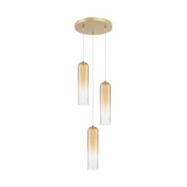 Pendule, Lustre suspendate - Lustra cu 3 pendule LED sticla champagne SAPEL