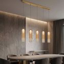 Lustra cu 5 pendule LED sticla champagne SAPEL