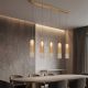 Lustra cu 5 pendule LED sticla champagne SAPEL