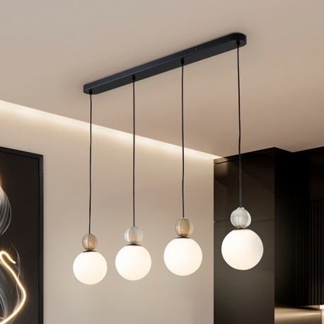 Pendule, Lustre suspendate - Lustra cu 4 pendule din ceramica si sticla Caeli
