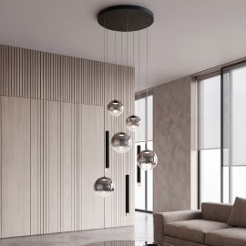 Pendule, Lustre suspendate - Lustra tavan rotunda cu pendule LED, LORR negru
