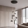 Lustra tavan rotunda cu pendule LED, LORR negru