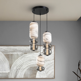 Pendule, Lustre suspendate - Lustra moderna cu 3 pendule LED Bianca