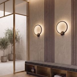 Aplice, corpuri de iluminat pentru pereti - Aplica LED circulara iluminat ambiental POLA negru/ auriu