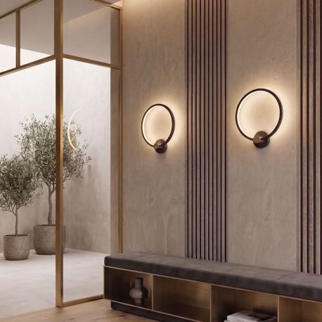 Aplice, corpuri de iluminat pentru pereti - Aplica LED circulara iluminat ambiental POLA negru/ auriu