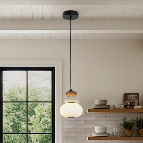 Pendule, Lustre suspendate - Lustra, Pendul LED din ceramica si sticla Mirta