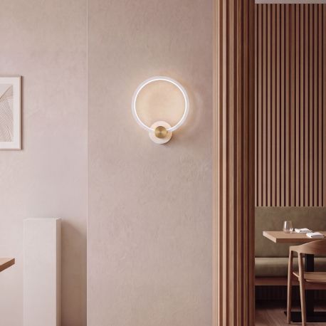 Aplice, corpuri de iluminat pentru pereti - Aplica LED circulara iluminat ambiental POLA alb/ auriu