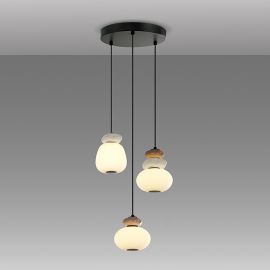 Pendule, Lustre suspendate - Lustra cu pendule LED din ceramica si sticla Mirta