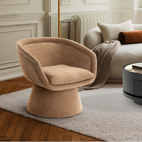 Fotolii - Fotoliu LUX modern cu tesatura chenille maro deschis Martina