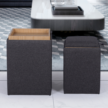 Banchete-Tabureti - Set 2 tabureti cu sezut reversibil / tava Nero
