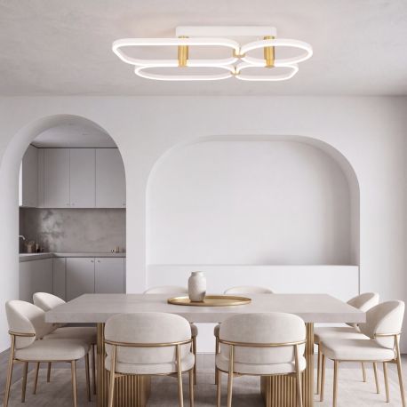 Lustre aplicate - Lustra aplicata tavan LED iluminat ambiental POLA alb/ auriu