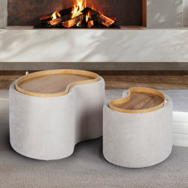 Set de 2 tabureti / Masute cu blat reversibil Robin