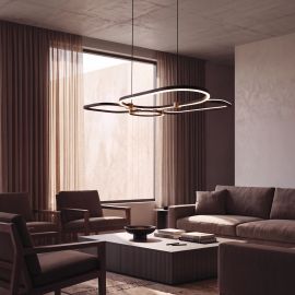 Pendule, Lustre suspendate - Lustra suspendata LED iluminat sus si jos POLA negru/ auriu