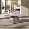 Masa ovala Porcelain Marble Taupe Steel 240x120cm
