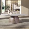 Masa ovala Porcelain Marble Taupe Steel 240x120cm
